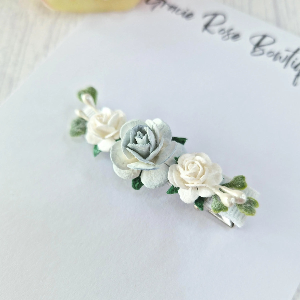 Rose flower girl hair clip, Flower girl accessories