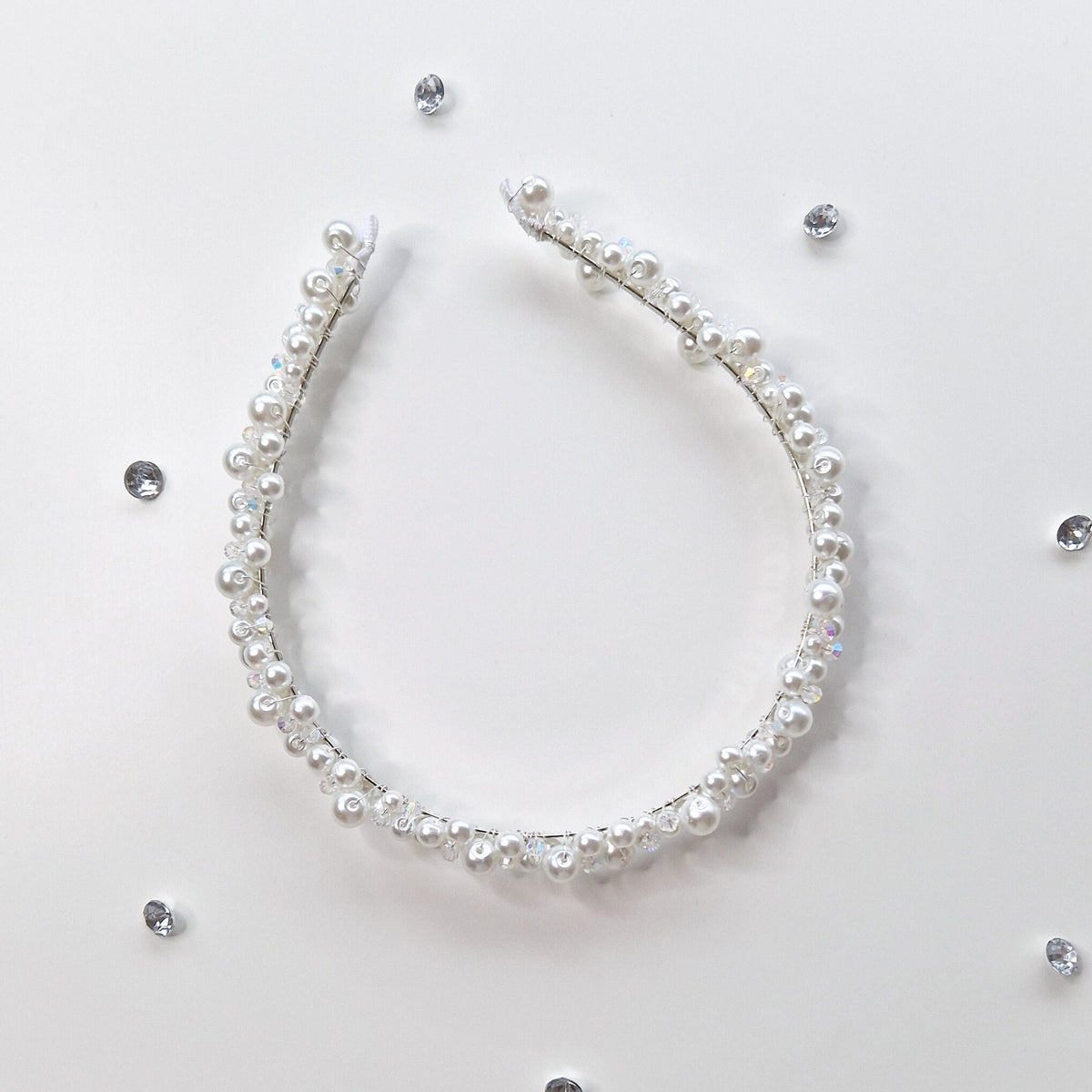Pearl and crystal bridal headband, Wedding hair piece