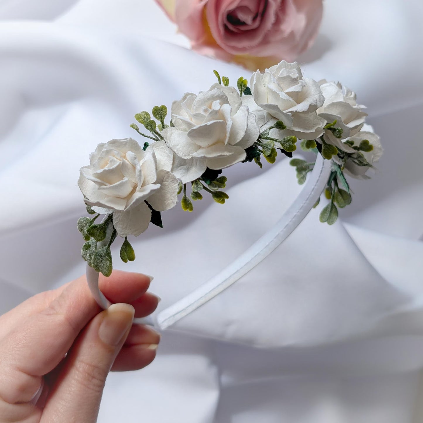 White flower headband