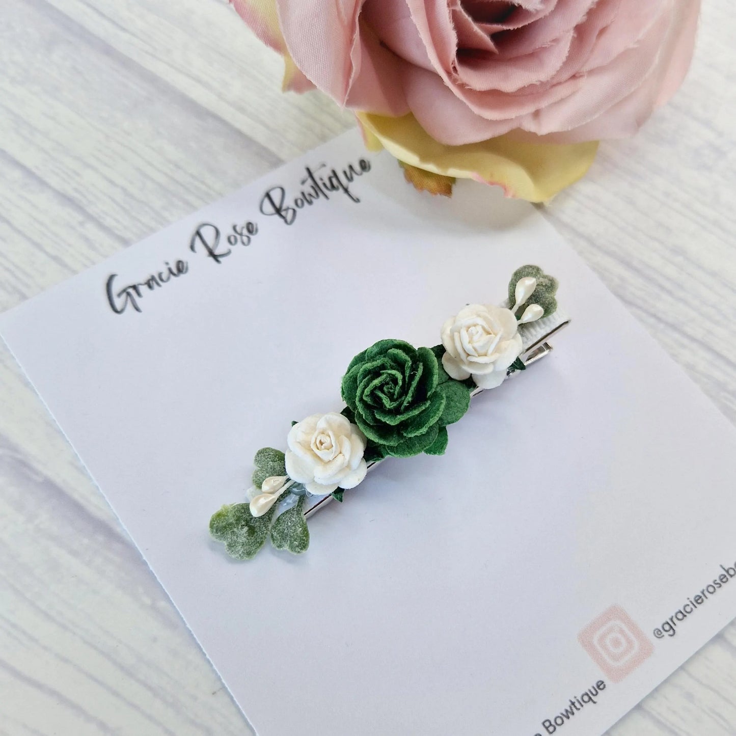 Rose flower girl hair clip