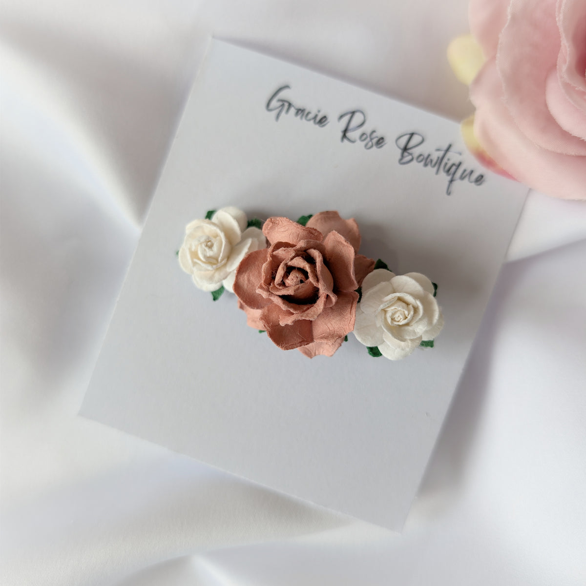 Rose flower hair clip, Flower girl hair accessories, Christening hair accessory