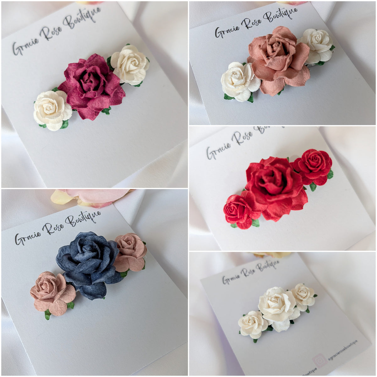 Rose flower hair clip, Flower girl hair accessories, Christening hair accessory