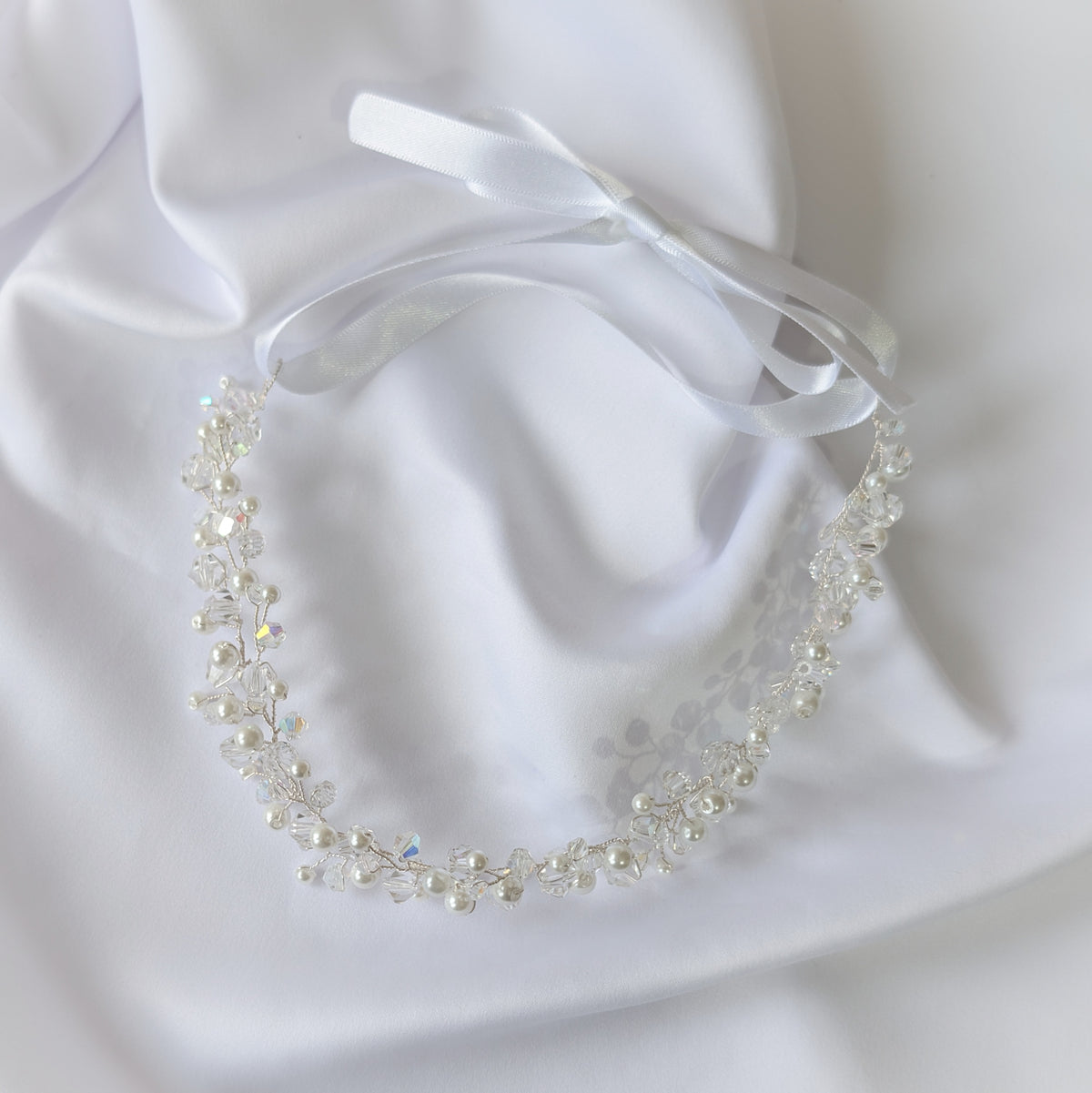 Crystal and pearl hair vine, Bridal hair accessory, Winter wedding