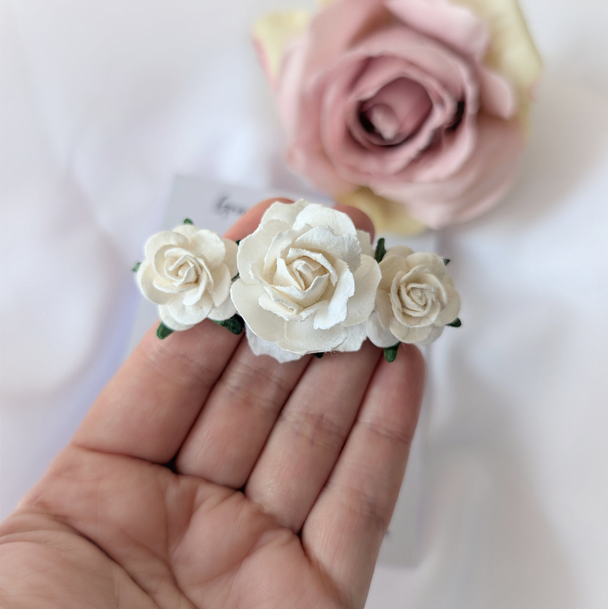 Rose flower hair clip, Flower girl hair accessories, Christening hair accessory