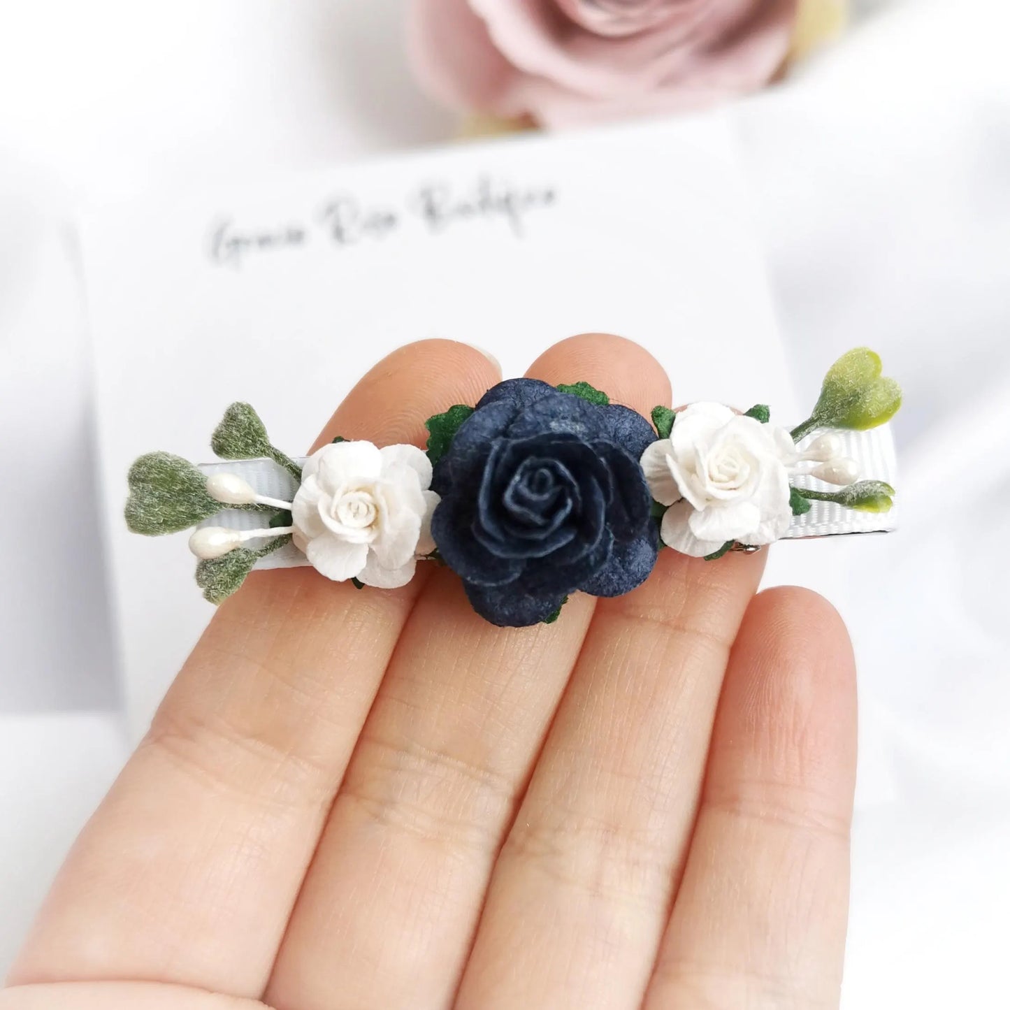 Rose flower girl hair clip