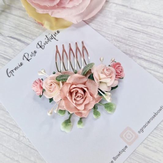 Flower hair comb