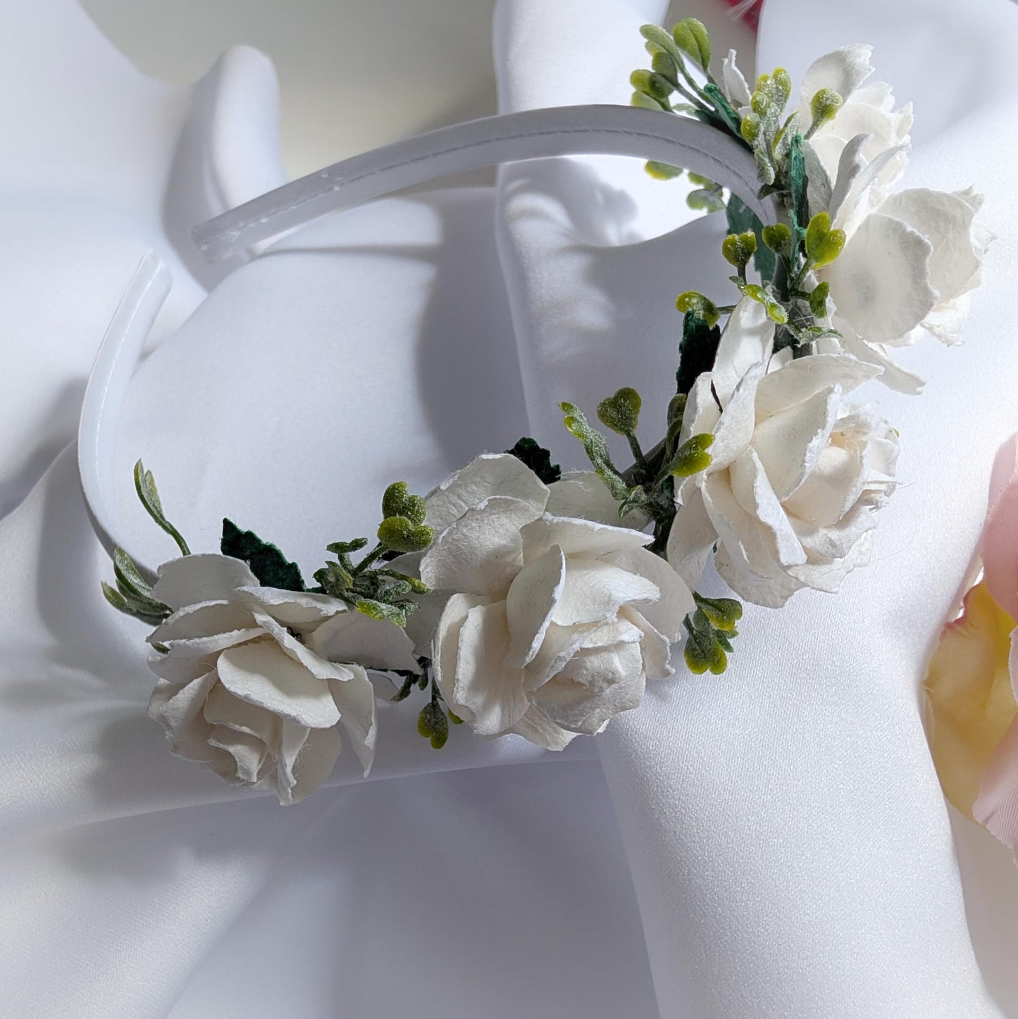 White flower headband