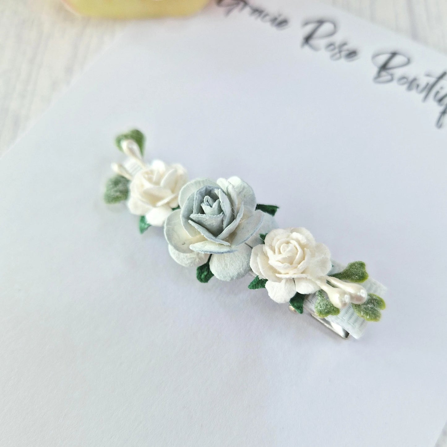 Rose flower girl hair clip