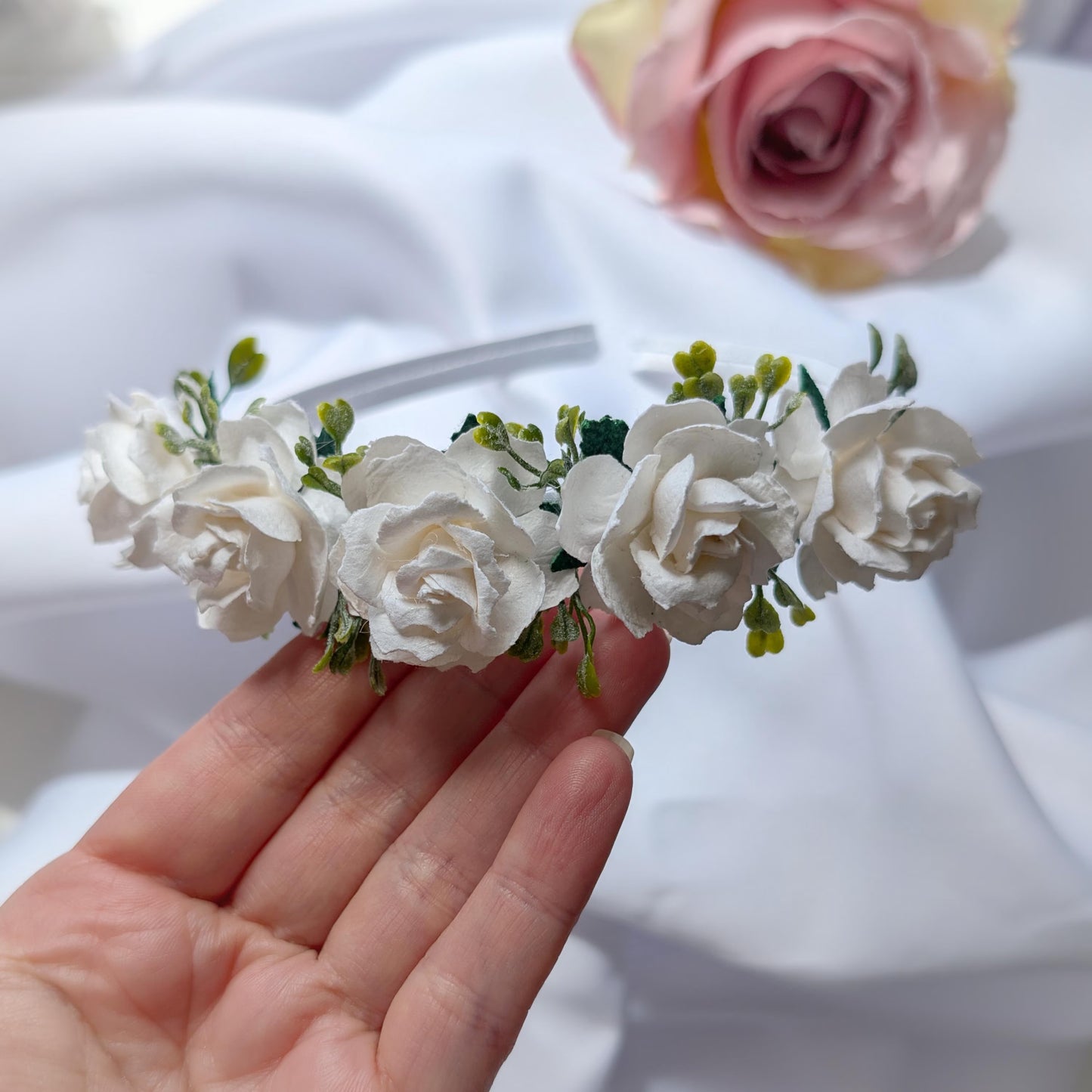 White flower headband