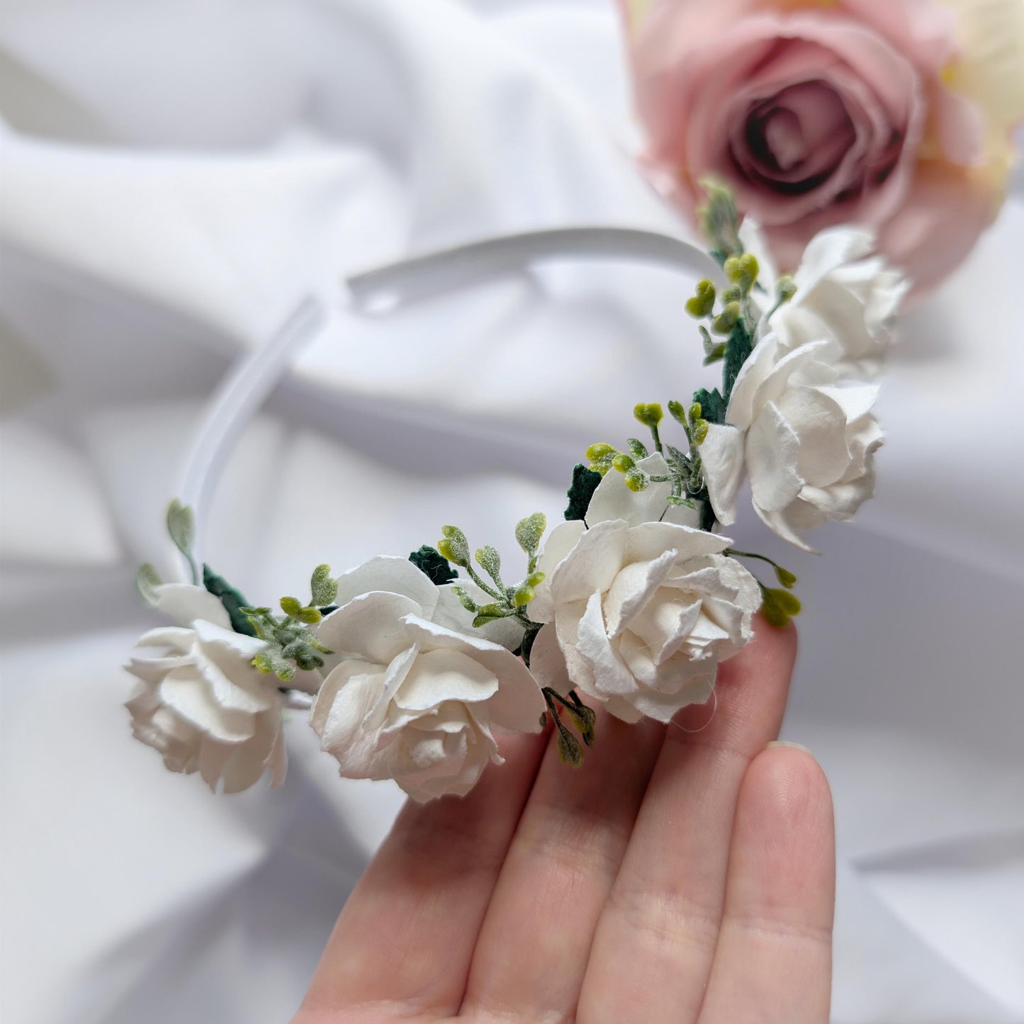 White flower headband