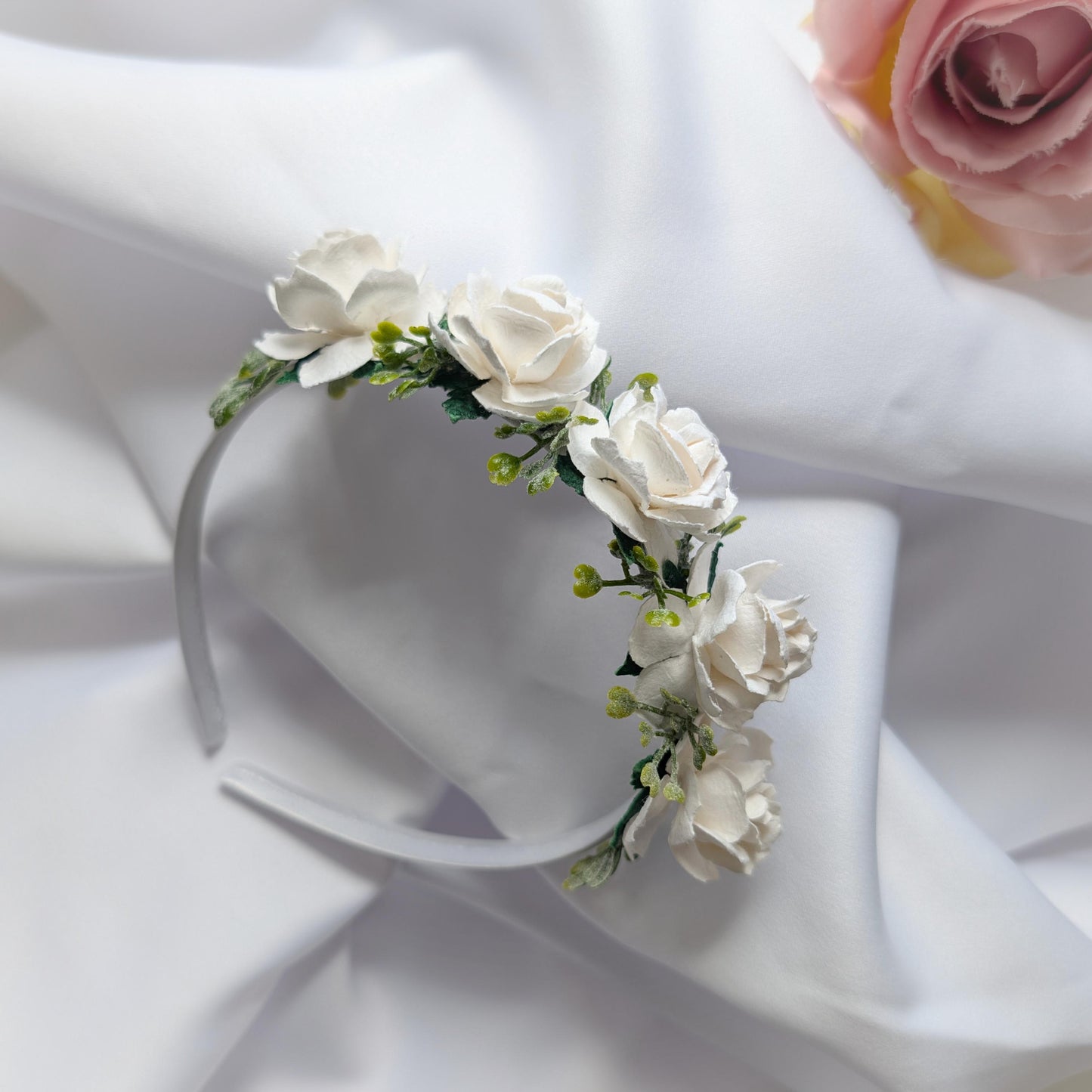 White flower headband