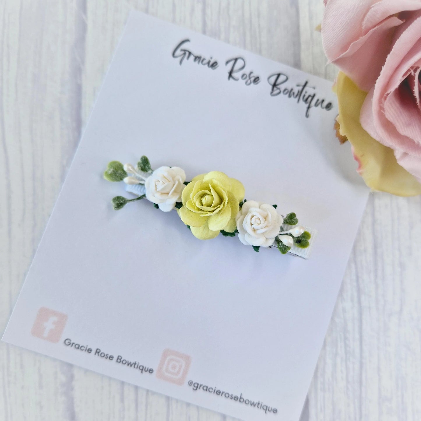 Rose flower girl hair clip