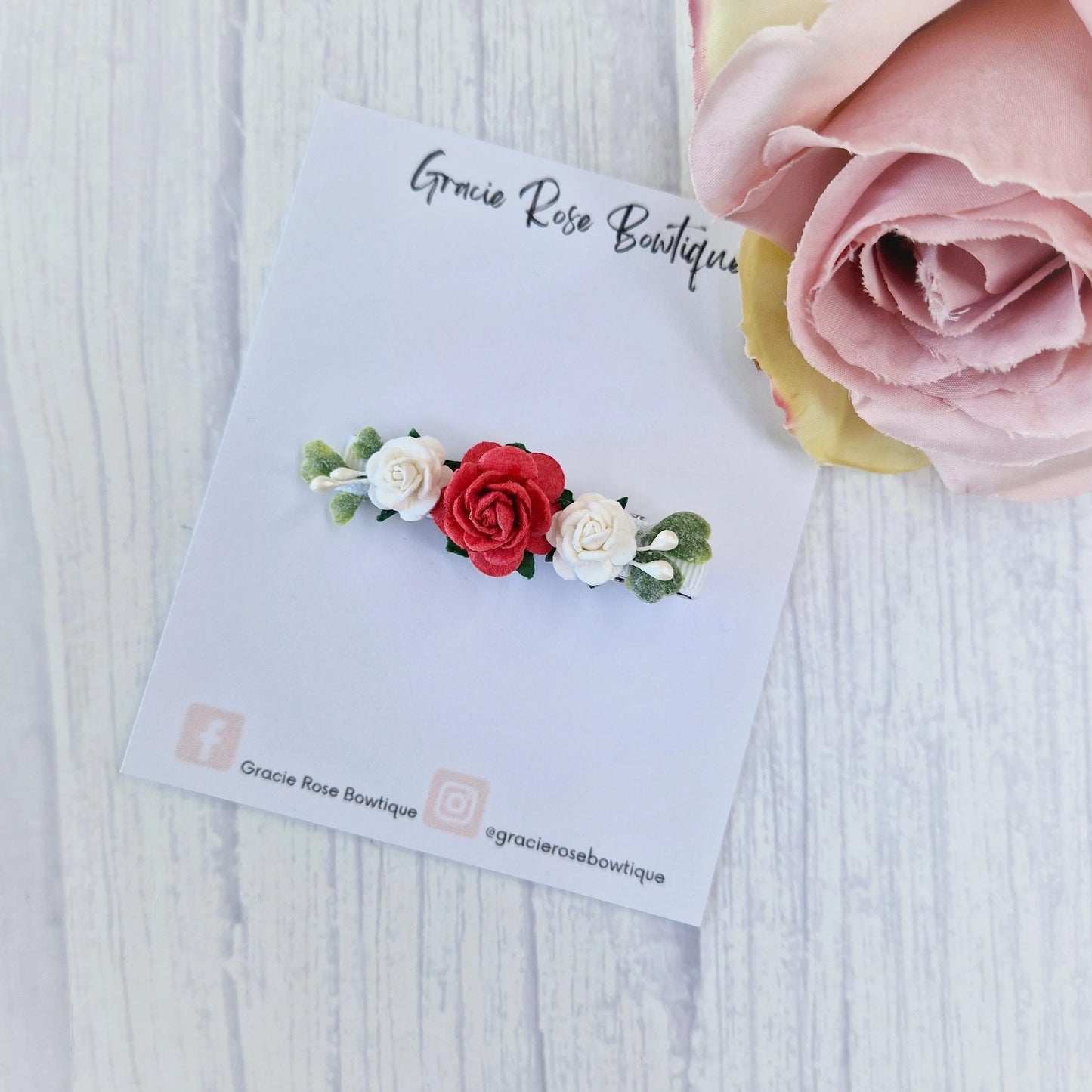 Rose flower girl hair clip
