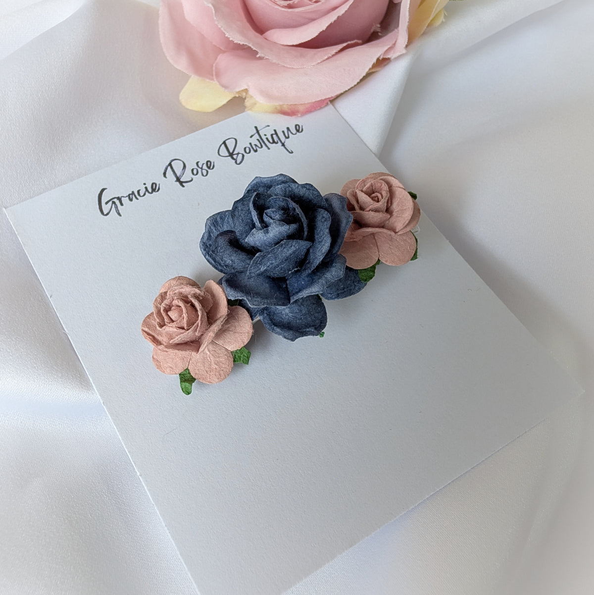 Rose flower hair clip, Flower girl hair accessories, Christening hair accessory