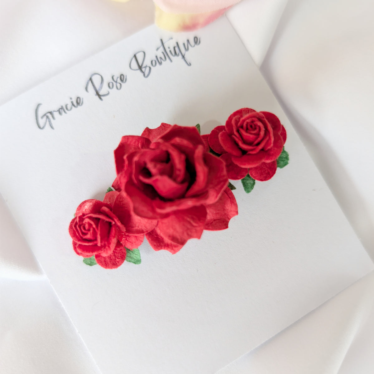 Rose flower hair clip, Flower girl hair accessories, Christening hair accessory