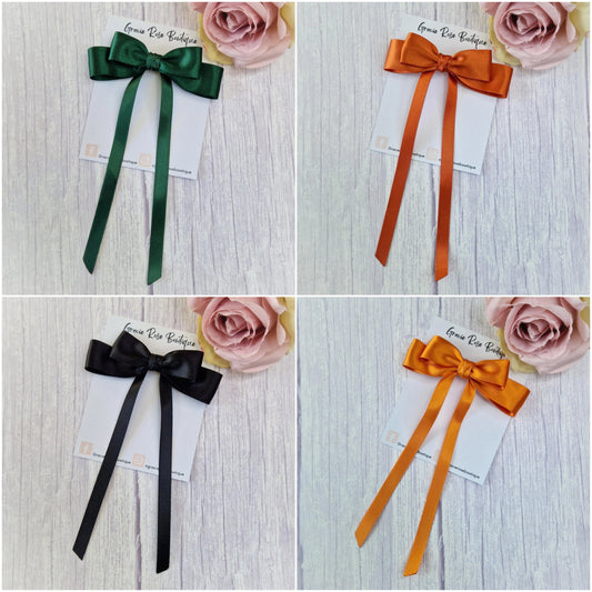 Satin hair bow, Flower girl hair accessory