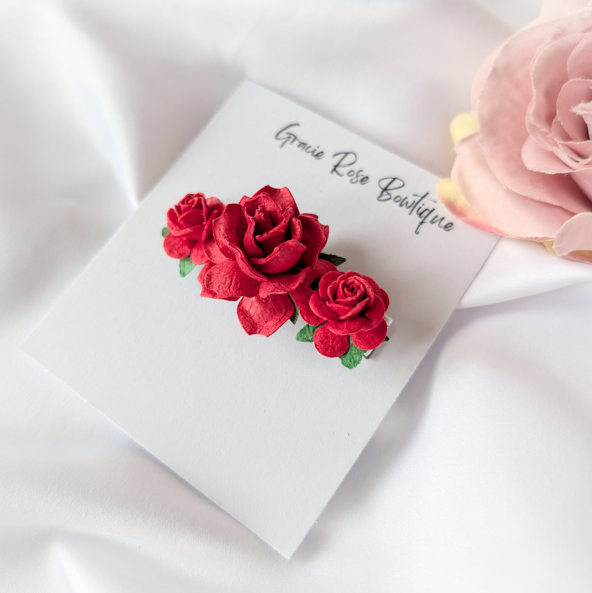 Rose flower hair clip, Flower girl hair accessories, Christening hair accessory