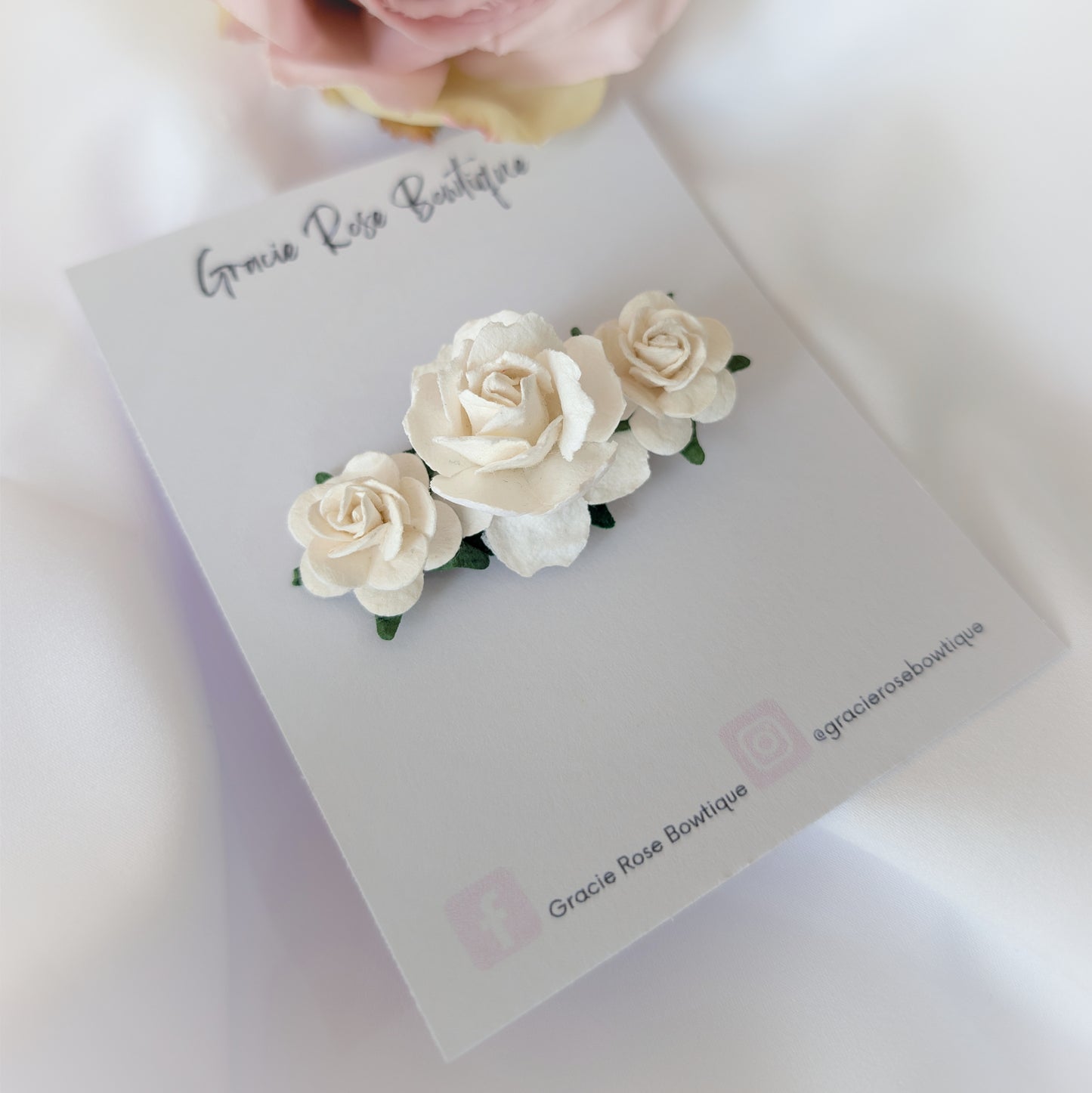 White rose hair clip