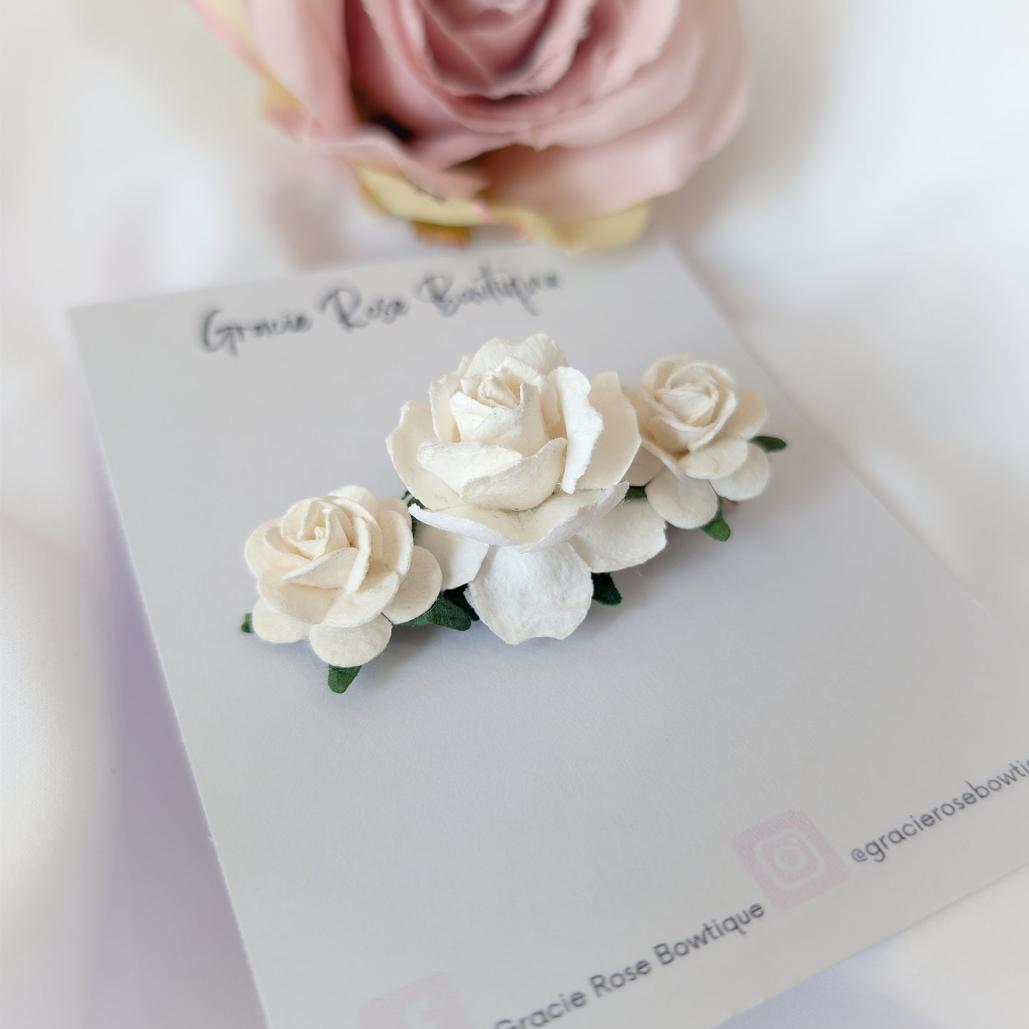 White rose hair clip