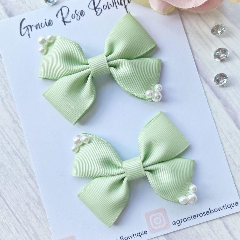 Flower girl hair bows for pigtails, set of 2, Flower girl hair accessories