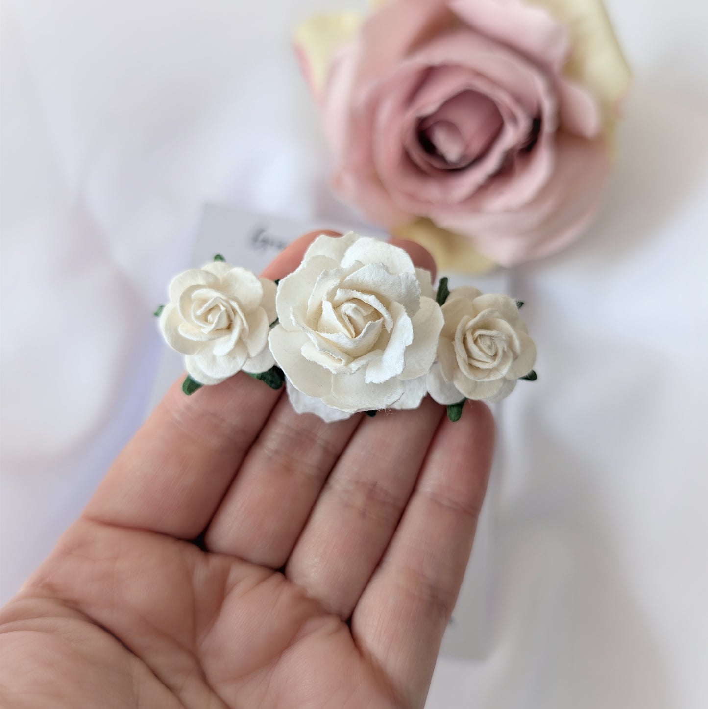 White rose hair clip
