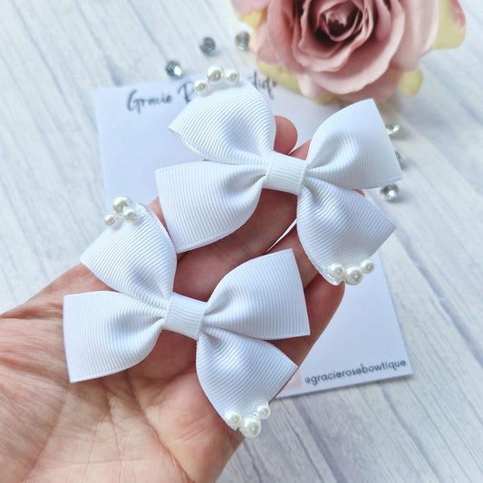Flower girl hair bows for pigtails, set of 2, Flower girl hair accessories