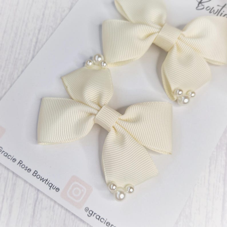 Flower girl hair bows for pigtails, set of 2, Flower girl hair accessories