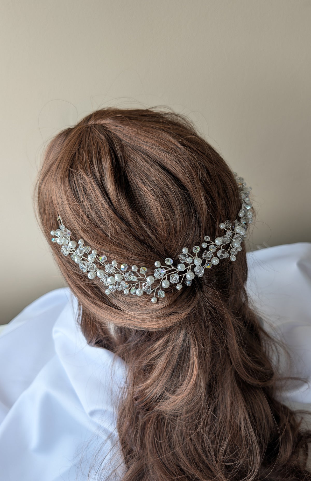 Crystal and pearl hair vine, Bridal hair accessory, Winter wedding