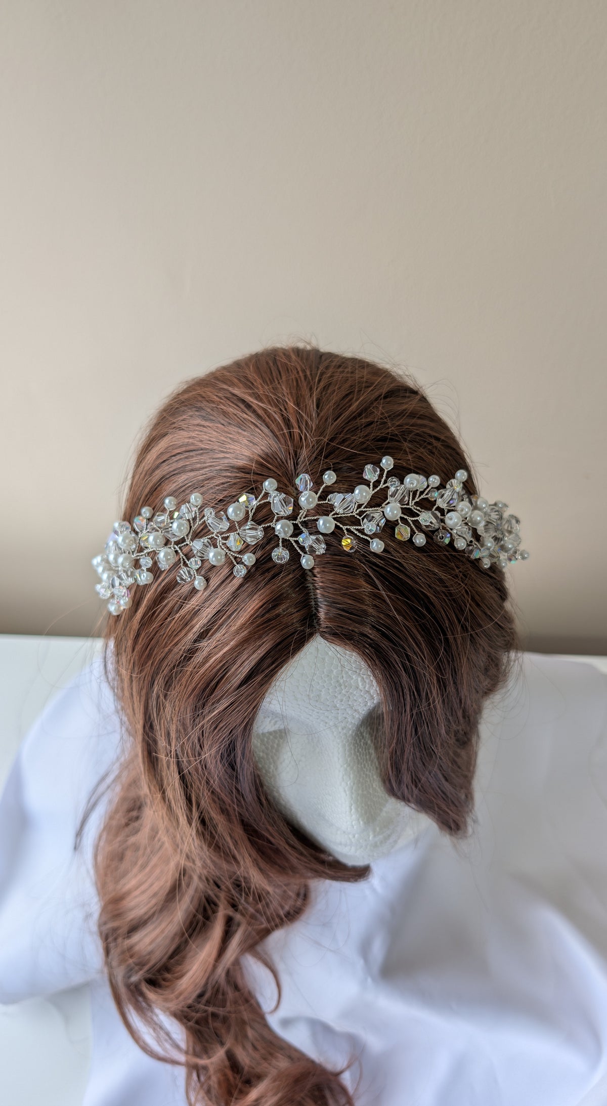 Crystal and pearl hair vine, Bridal hair accessory, Winter wedding