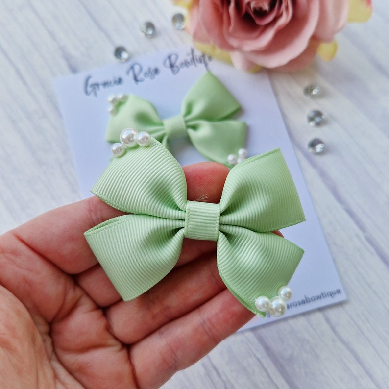 Flower girl hair bows for pigtails, set of 2, Flower girl hair accessories